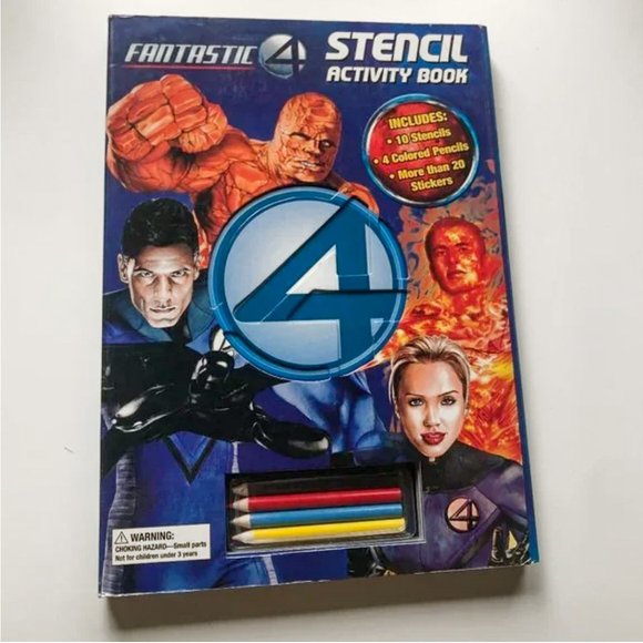 💚 2 for $20 💚 Fantastic 4 - Stencil Activity Book Hardcover - Picture 1 of 14